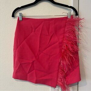 Hot Pink Feather Mini Skirt Size Small NWOT